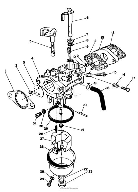 toro  side discharge chute  cast deck recycler ii parts diagram  carburetor assembly