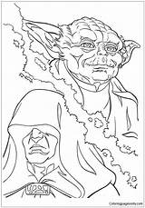 Coloring Star Wars Pages Emperor Yoda Color sketch template