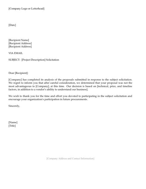 proposal rejection letter template