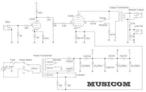tube amplifier  el electronic schematic diagram