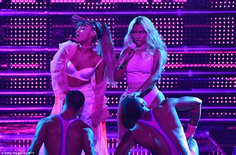 nicki minaj and ariana grande turn up the heat at mtv vmas with side to side performance daily