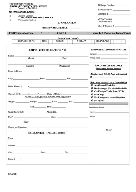 Fillable Id Application Form Broward County Department