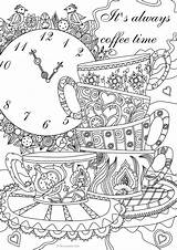 Coloring Pages Adult Coffee Books Adults Color Time Therapy Book Printable Sheets Kids Always Colouring Favoreads Tea Inspirational Messages Prints sketch template