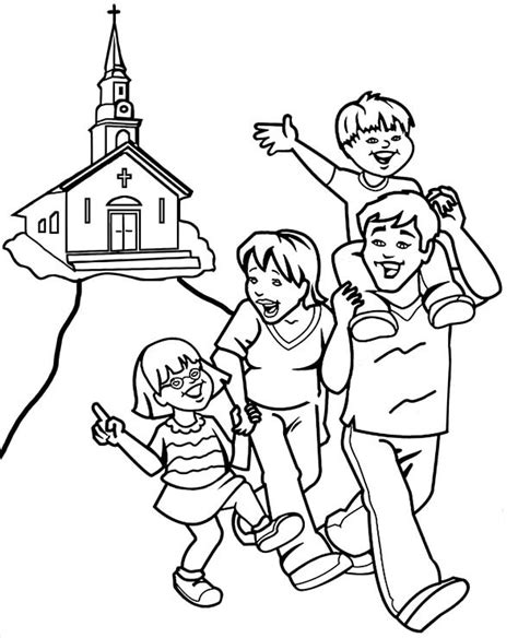 family  church coloring page  printable coloring pages  kids