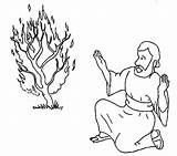 Moses Burning Bush Coloring Pages Surprised Saw Netart sketch template