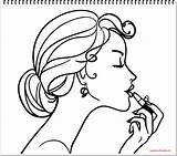 Makeup Coloring Lipstick Girl Pages Drawing Nail Draw Polish Accessories Lip Getdrawings Gif Popular sketch template