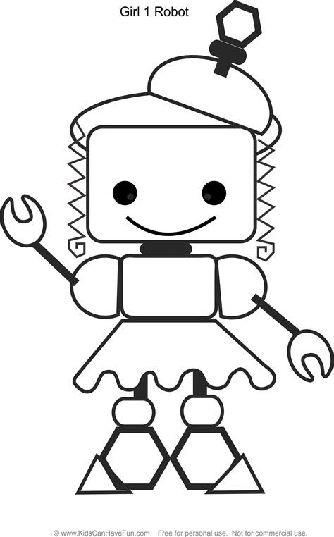 robot girl  coloring page httpwwwkidscanhavefuncomrobot coloring