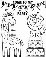 Birthday Party Invitation Coloring Kids Topcoloringpages Printable Print sketch template