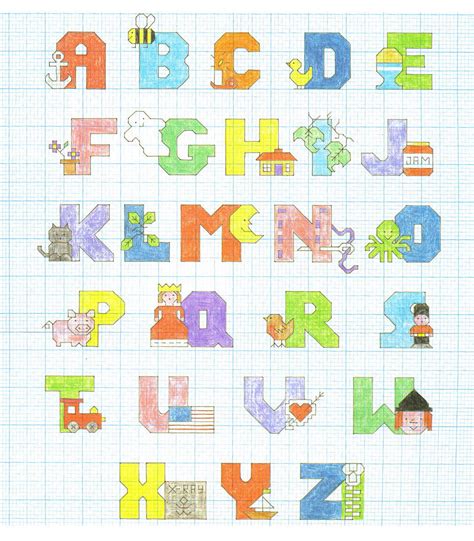 cross stitch mania  childrens alphabet cross stitch chart