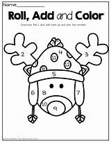 Color Number Christmas Kindergarten December Math Roll Dice Packet Reindeer Preschool Printable Activities Add Worksheets Coloring Pages Prep First Adding sketch template