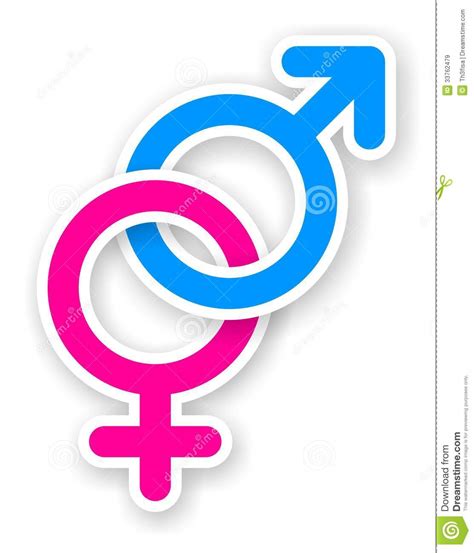 Sticker Of Pink And Blue Female And Male Sex Symbol Stock