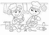 Chef Coloring Pages Printable Kids Couple Cooking Girl Master sketch template