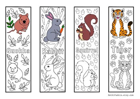 animals  coloring bookmarks bookmarks coloring instant  etsy