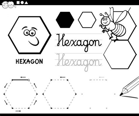 premium vector hexagon basic geometric shapes coloring page