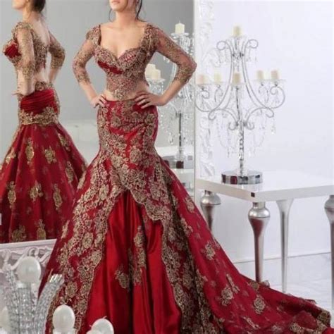 new burgundy wedding dresses satin mermaid gold lace applique bridal