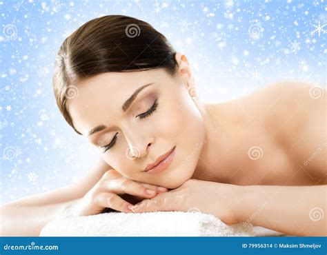 young woman   spa  massage procedure stock photo image