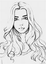 Coloring Realistic Pages Girl People Drawings Beautiful Girls Drawing Face Visit sketch template