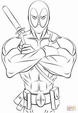 Coloring Deadpool Pages Drawing Printable Paper sketch template