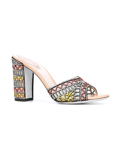 rené caovilla embroidered sandals embroidered sandal