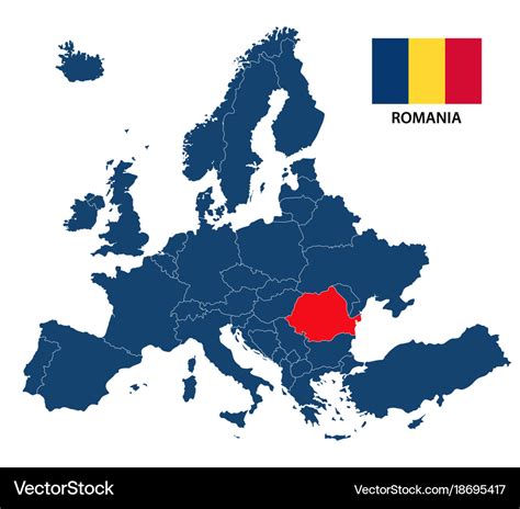 map  europe  highlighted romania royalty  vector