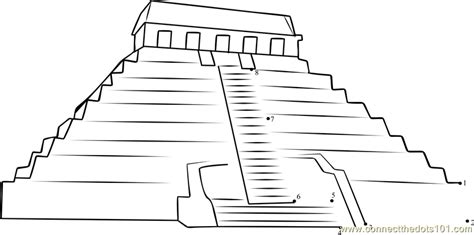 maya pyramid  palenque mexico dot  dot printable worksheet
