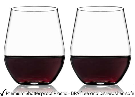 katyk unbreakable bpa free clear plastic stemless wine glasses 19