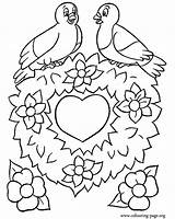 Coloring Pages Valentine Valentines Kids Printable Flowers Birds Heart Colouring Sitting Flower Two Fence Picket Easter Hearts Color Sheets Wreaths sketch template