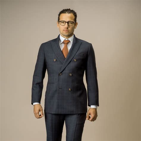 piece double breasted suit  navy glen check tailor store