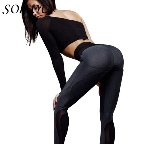 soisou 2018 new fitness clothing mesh patchwork breathable lift the