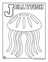 Coloring Letter Jellyfish Alphabet Worksheets Pages Crafts Printable Set Kids Woojr Activities sketch template