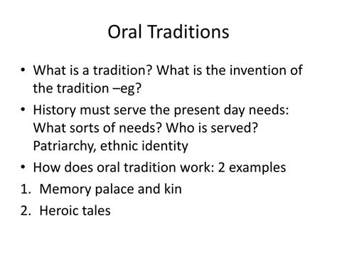 oral traditions  history powerpoint