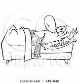 Laying Bed Royalty Insomniac Lineart Cartoon Man Sleep Toonaday Clipart Illustrations sketch template