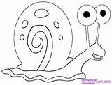 Spongebob Gary Coloring Pages Snail Squarepants Draw Characters Cartoon Pets sketch template