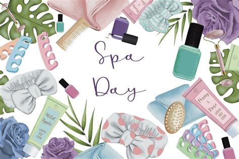 spa day clipart bundle beauty products illustration