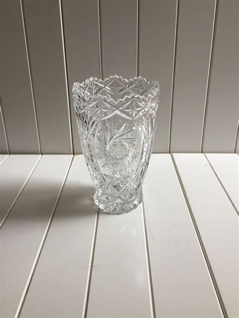 heavy lead crystal footed vase vintage czechoslovakia crystal etsy