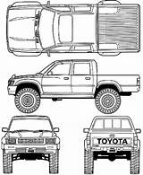 Toyota Hilux 4x4 Truck Blueprints Blueprint Cab Car Double Pickup 1992 Drawings Trucks Cars Tacoma Outline Blue Clipart Print Camionetas sketch template