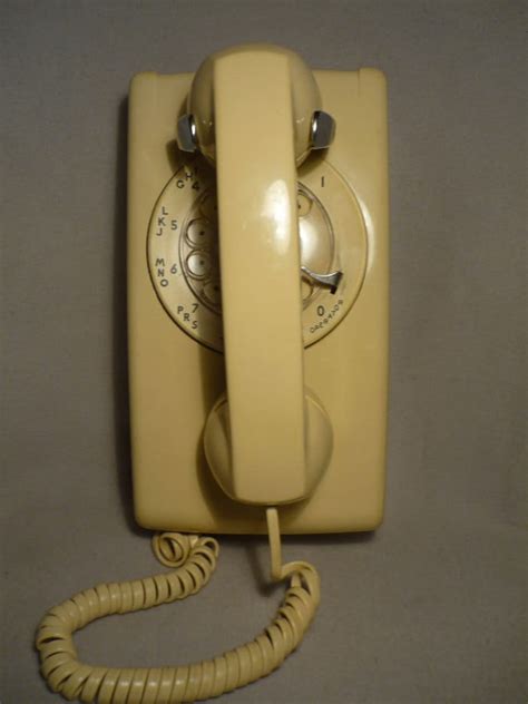 vintage tan rotary dial wall phone untested  sale