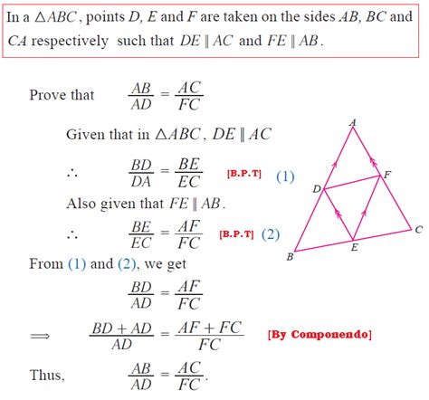 Omtex Classes In Triangle Abc Points D E And F Are