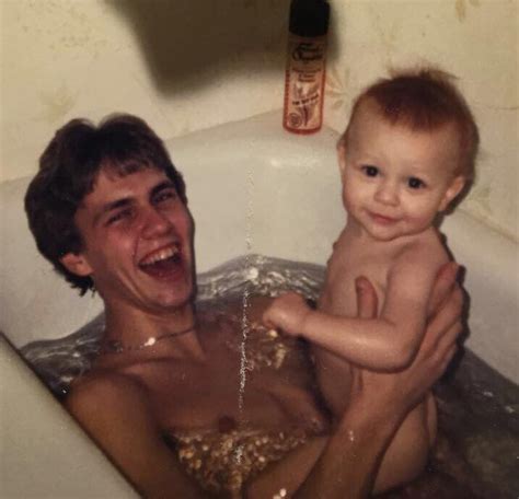 father and son recreate bath picture and no one can