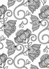 Pattern Coloring Lotus Pages Printable Flowers Paper Adults Categories sketch template
