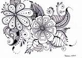 Zentangle Flower Drawings Coloring Patterns Pages Doodle Zentangles Doodles Choose Board Tangle sketch template