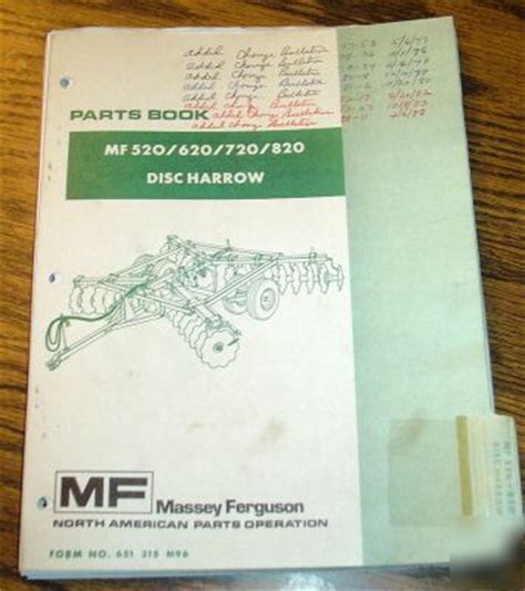 massey ferguson mf    disc parts catalog book