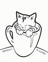 Sleeping Cat Pages Coloring Kitten Color Cup Colouring Colour Getcolorings Printable sketch template