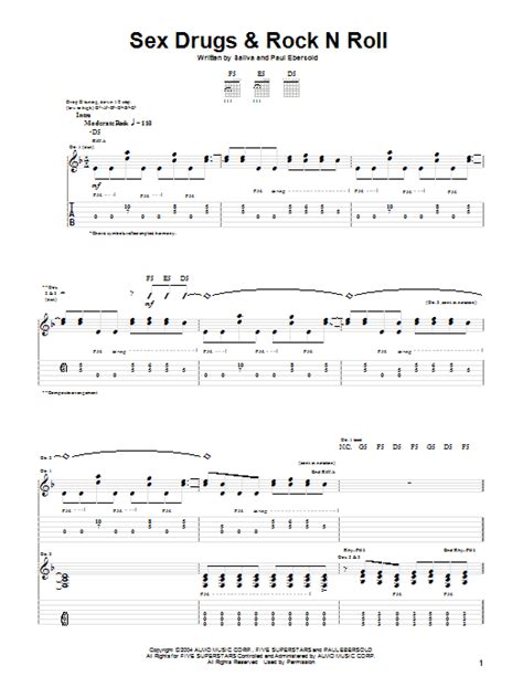 Sex Drugs And Rock N Roll Sheet Music Saliva Guitar Tab