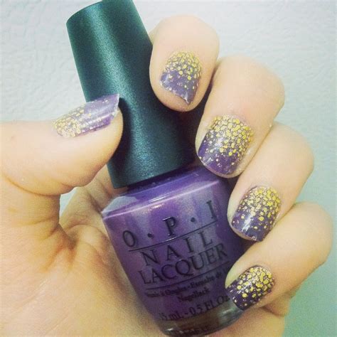 purple and gold sparkle nails glitter manicure fashion nails