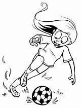 Coloring Pages Soccer Girl Playing Getcolorings sketch template