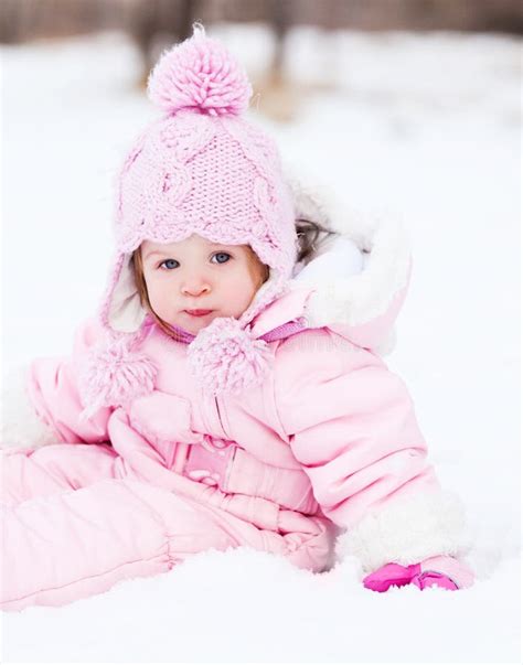 baby   snow stock image image  young park snowdrifts