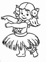 Coloring Pages Hula Getcolorings Hawaiian Children sketch template