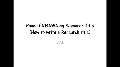 write research title  tagalog youtube