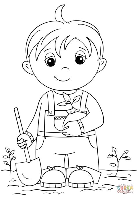 boy standing coloring pages